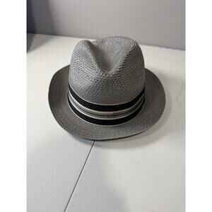 Dobbs Fifth Avenue Rogue Venetian Straw Fedora Hat 7 1/2 Vintage Gray